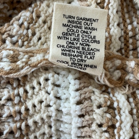 Marled Cream and Brown Striped Knit Cardigan with Front Pockets Size L - Picture 11 of 11